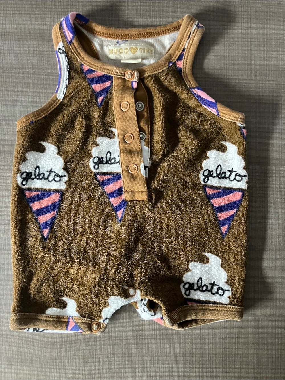Kids Brown Gelato Print Romper by HUGO VIK
